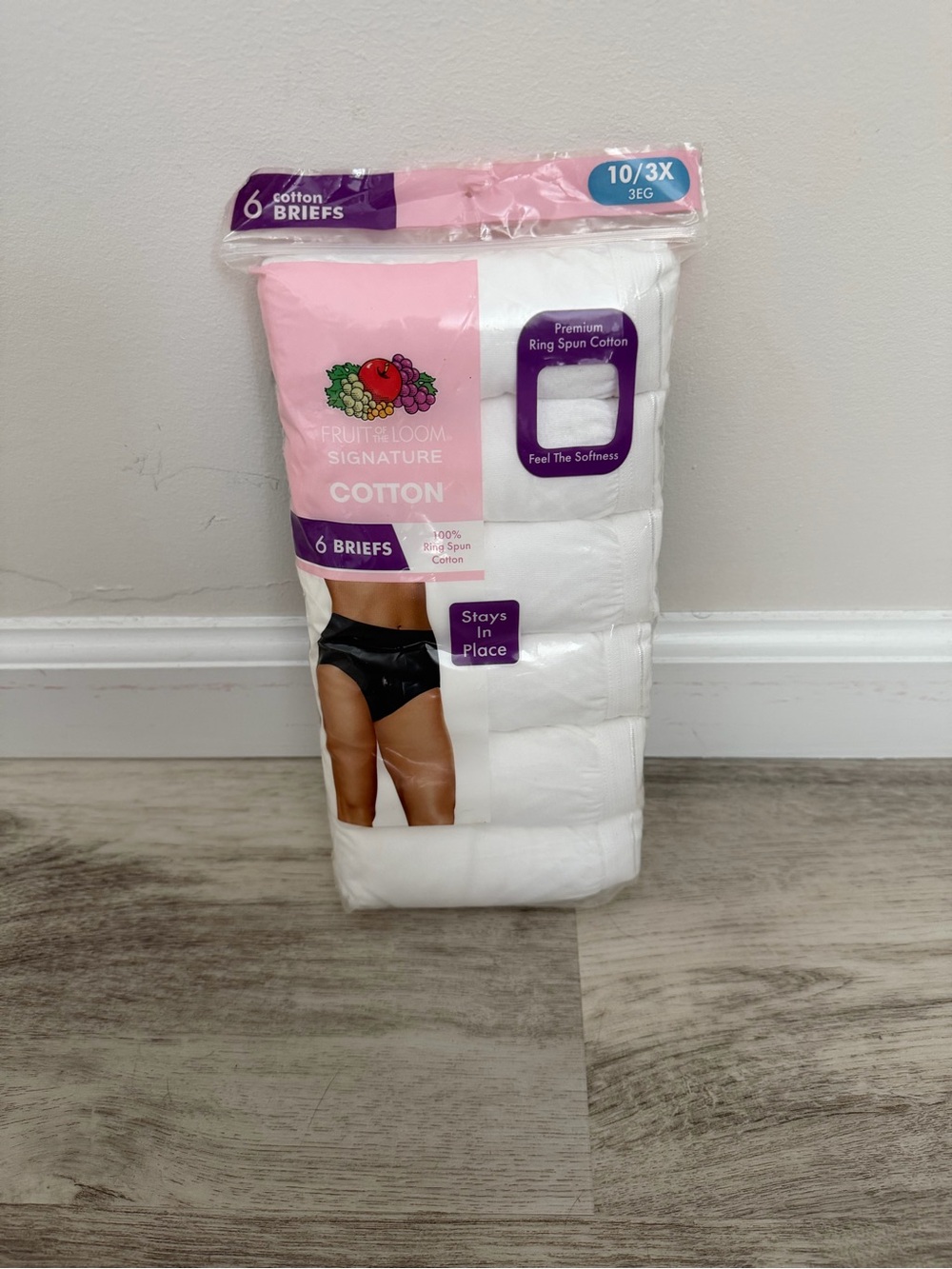 Fruit of the Loom Women's Cotton Briefs - White with Pink Pack Accents